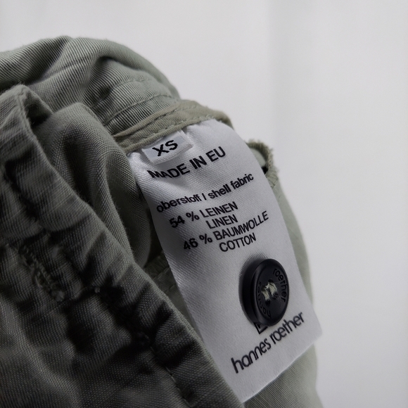 Hannes Roether Linen-Cotton Shorts Women XS Green Shortie Pleated Slash Pockets - Picture 8 of 10